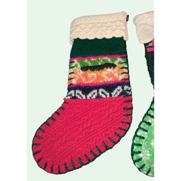 BaaBaaZuzu Handmade One of a kind Wool Knit Christmas Stockings Eco Friendly - Picture 3 of 9